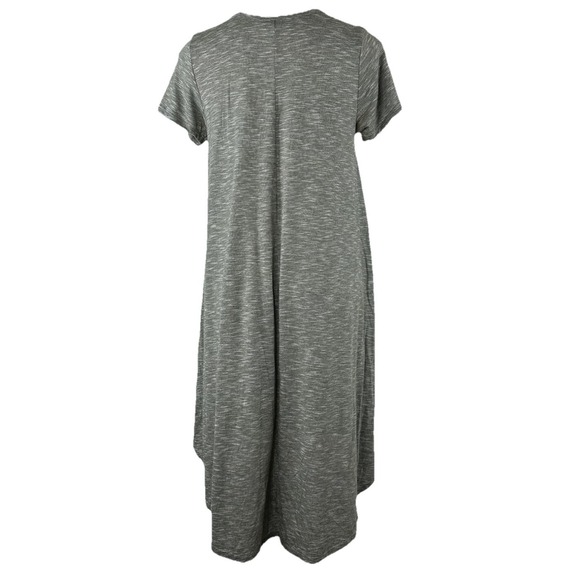 Lularoe Carly Dress Small Heather Olive Green Hi‎ Lo Short Sleeve Solid Stretchy - Picture 5 of 9